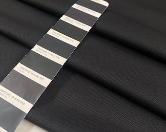 Italian Deadstock Black Stretch Jersey Piquet, Heavyweight Polyester Elastane for Jackets & Trousers, Opaque, 136cm Wide