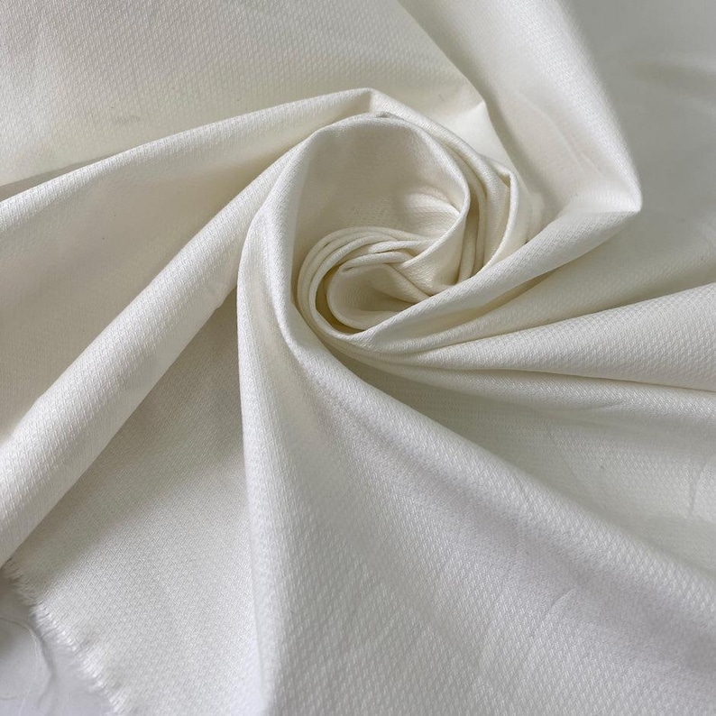 Swizzle Texture White Cotton Piqué Fabric | 158cm Low Stretch Textured Sewing | Italian ...