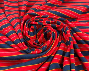 Red Striped Cotton Jersey Stretch, Soft Material for T Shirts Dresses, 139cm Width