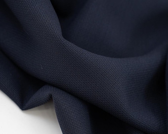 Deep Blue Pure Wool Fabric Soft Falling 160cm Wide Italian Couture