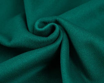 Djupgrönt tyg i jungfruull och kashmir, arkiv för italienska designers, 365 g/m², ogenomskinligt