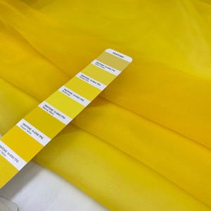Polyester Organza Fabric | Yellow Sheer Organza Textile | Dress Skirt Overlay Fabric | Italian Deadstock + sustainable
