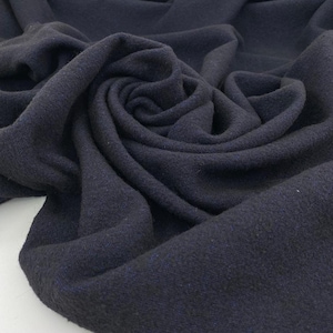 Heavy BLACK BLUE VIRGIN Wool, Black Blue Heavyweight Wool Blend Fabric w/ Gray Border Italian Deadstock, Structured for Chic Apparel