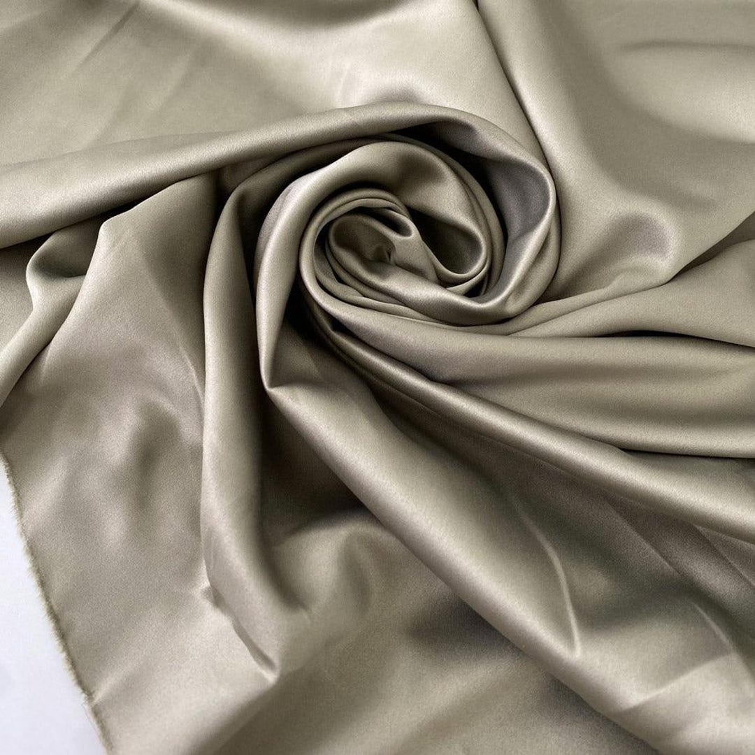 Flowing Polyester Matte Sage Green Polyester Satin Fabric | 150cm Soft Flowing | Italian ...