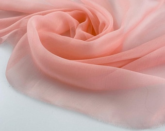 Salmon Pink Silk Crepe Voile Fabric Italian Designer Archive 100% Silk 136cm Wide Sheer