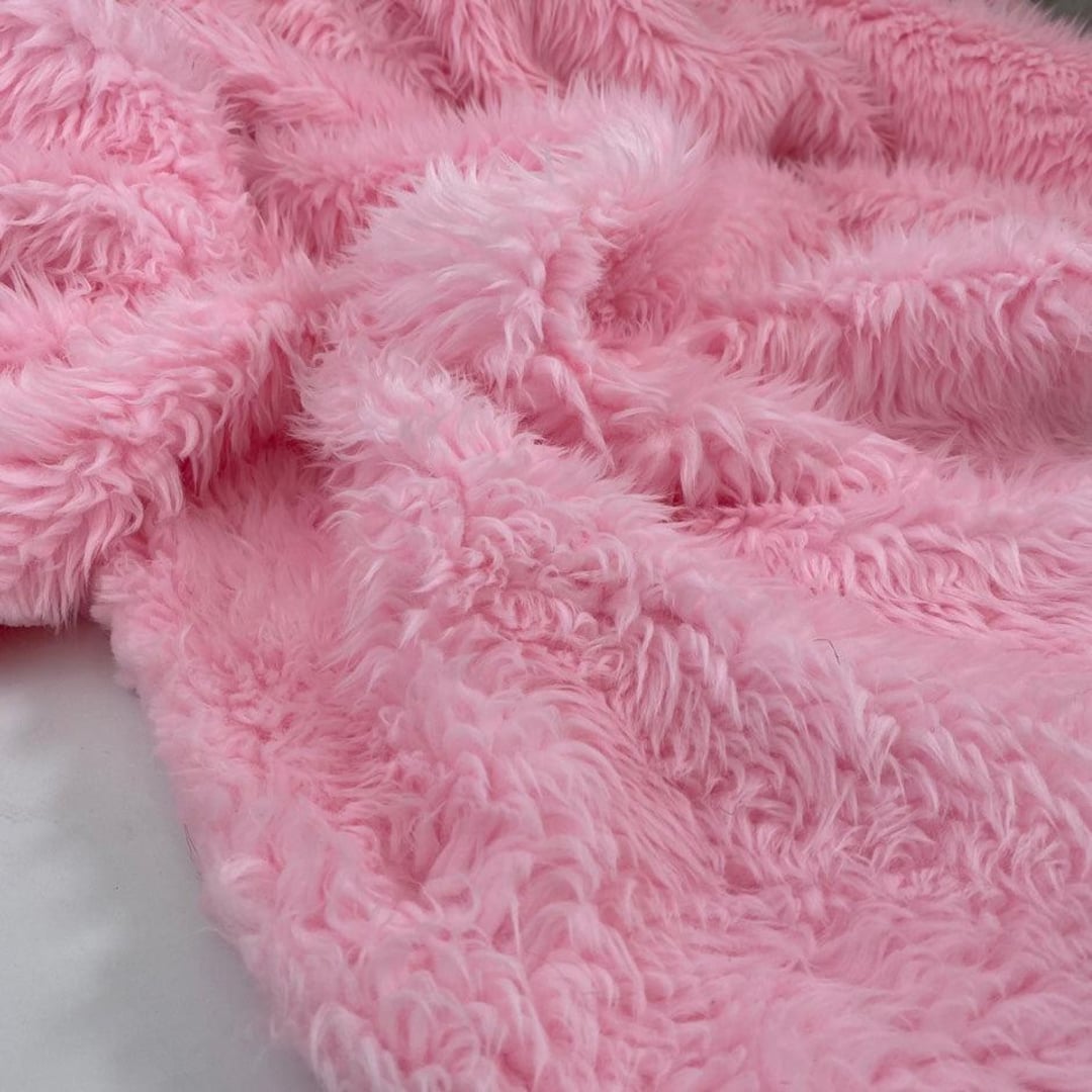 Baby Pink Ecological Faux Fur Fabric 145cm Wide Heavy Soft Italian ...