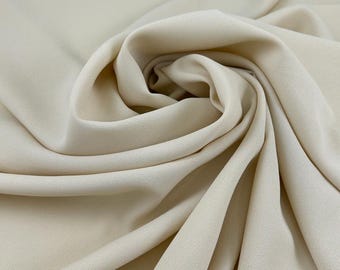 Viscose and Acetate Crepe Sablé, Italian Deadstock Cream Fabric for Blouses and Dresses