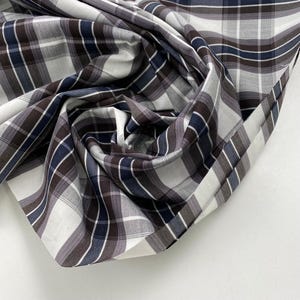 Algodón Madrás Multicolor, Tejido a CUADROS MADRÁS de algodón, Tela de lujo sostenible de color gris oscuro para acolchado, manualidades y tapicería