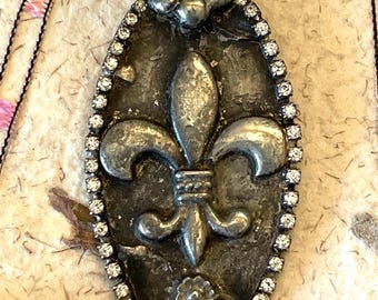 Fleur de lis  Hand Soldered Pendant, Focal - Handmade in Pacific NW
