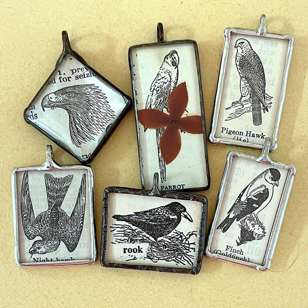 Hand Soldered Bird Charms and Pendant Selection - Eagle, Parrot, Hawks, Rook, Finch - made in Oregon