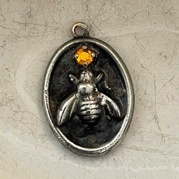 Sweet old fashion Bee Charm with a drop of honey - Soldered vintage feel - made in Oregon