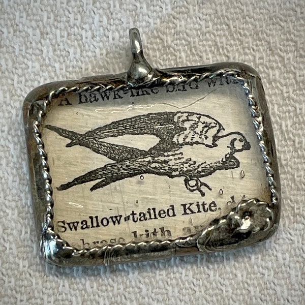 Hand Soldered Bird Charm & Pendant  Swallow tailed Kite - made in Pacific NW