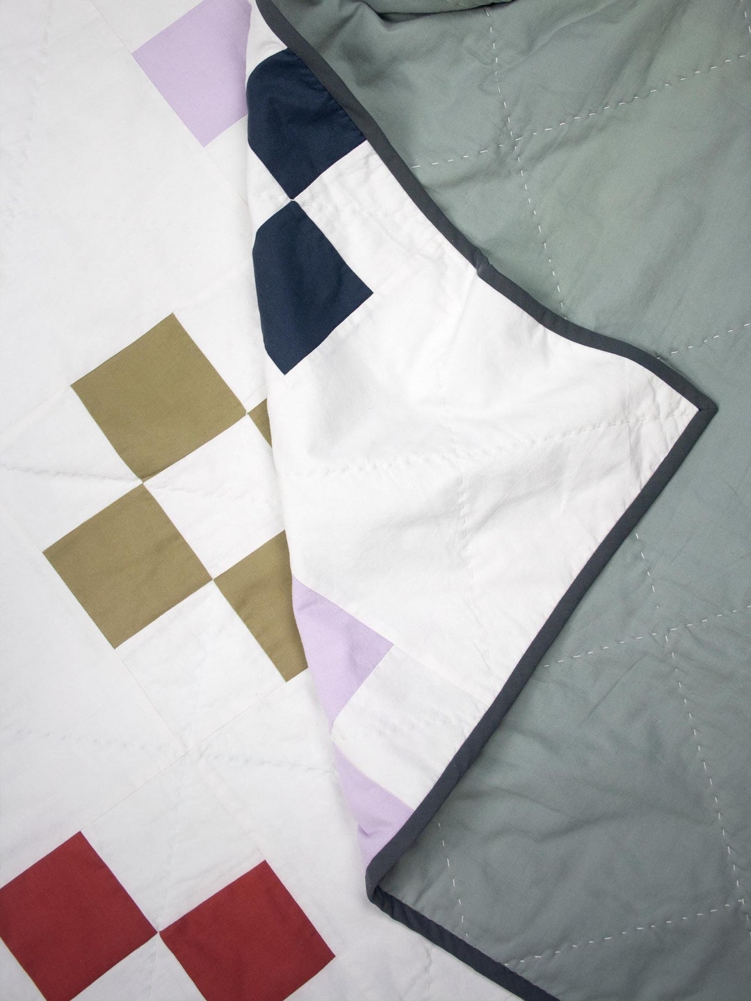 Handmade Modern Colourful Patchwork Throw Quilt, Blanket or Wall ...