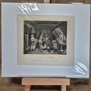 Antique print of The Distressed Poet by W. Hogarth