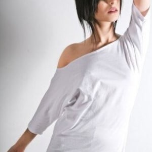 Off Shoulder Slub Top - Women&#39;s Slouch Top Fitted Open Shoulder Basic White Top 3/4 sleeve blouses Cotton Handmade USA Pure Cotton