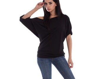 Handmade Shirt Cotton Off The Shoulder Made in USA, off the shoulder tops, off shoulder shirt, black shirts, womens cotton shirts, lamixx