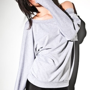 Sweater Off Shoulder Sweatshirt Oversized Dolman Sweater, off the shoulder sweaters, one shoulder sweater, cotton sweater, off shoulder tops