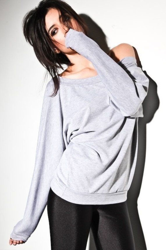 Off Shoulder Sweatshirt Women, Oversized Dolman Sleeve Sweater