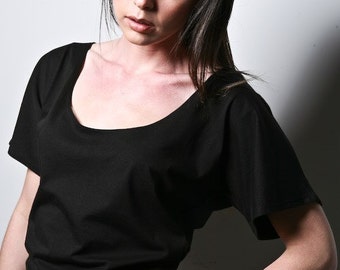 Black Essential Crop Top Tee Womens Black Cotton Shirt Short Mini High Rise Top Top