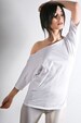 Off Shoulder Slub Top - Women's Slouch Top Fitted Open Shoulder Basic White Top 3/4 sleeve blouses Cotton Handmade USA Pure Cotton 