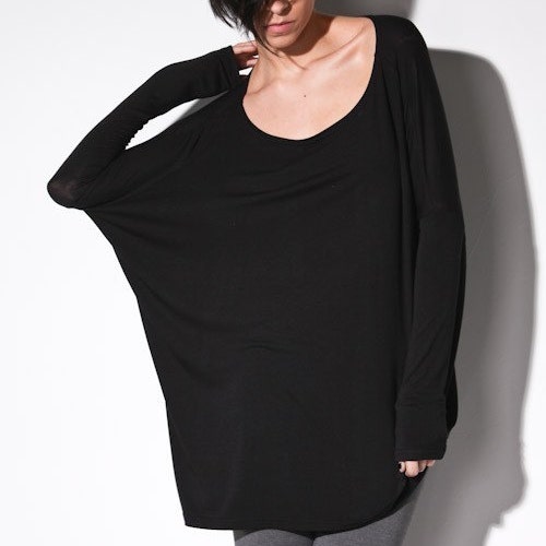 Chemise femme raglan surdimensionné T-shirt doux à manches longues Top gris Tops décontractés