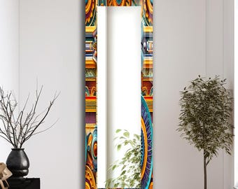 Abstrakter mehrfarbiger Spiegel aus gehärtetem Glas: Moderne Wanddekoration