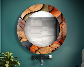 Runder Wandspiegel Holz Thema: Gehärtetes Glas, Stahl Kleiderbügel