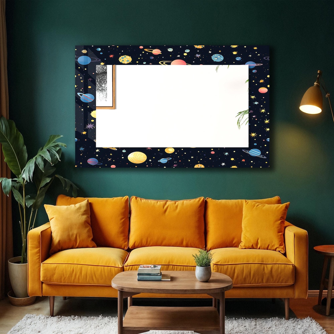 Abstract Black Full Length Wall Mirror: Tempered Glass, UV Print ...