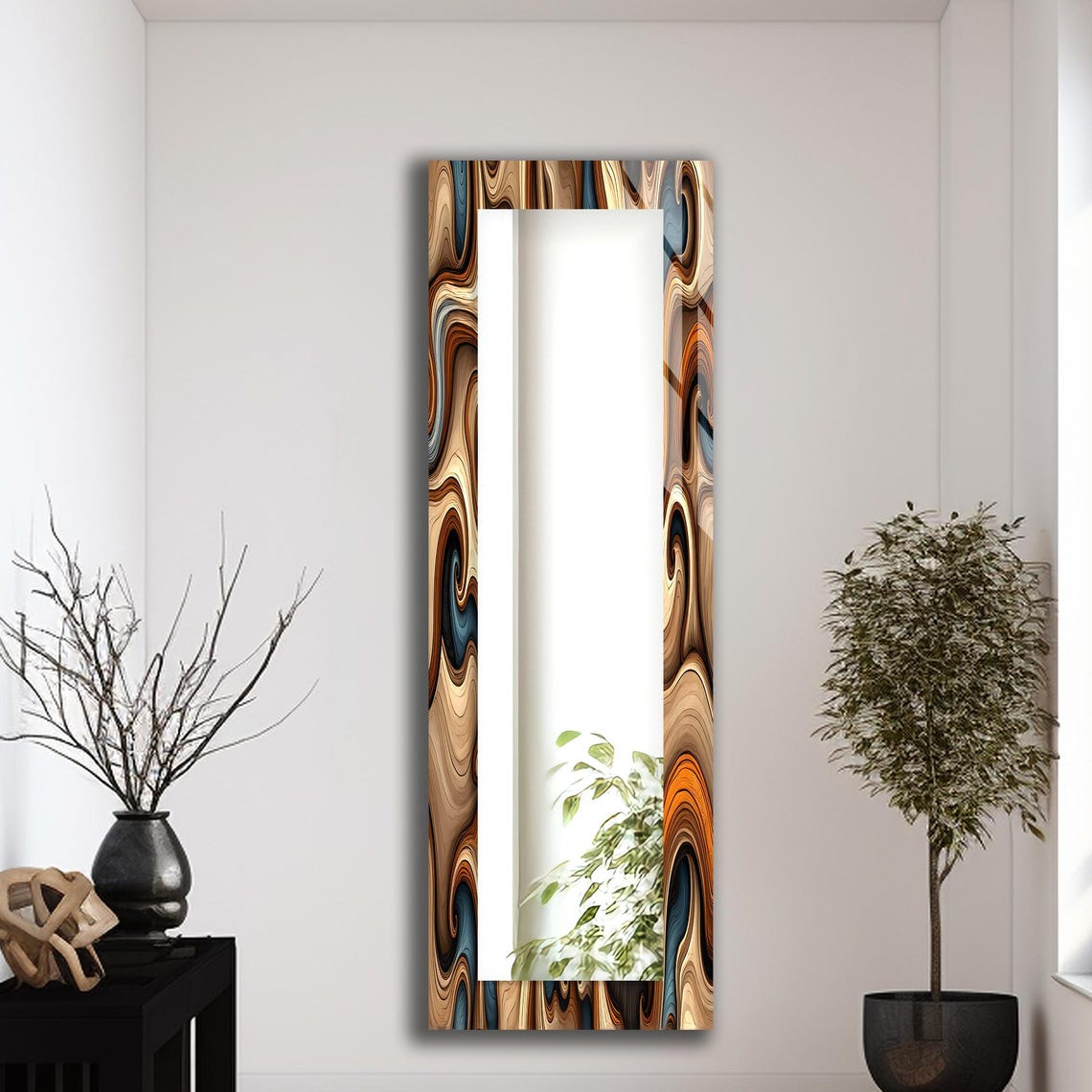 Abstract Theme Large Full Length Wall Mirror: Tempered Glass, Entryway ...