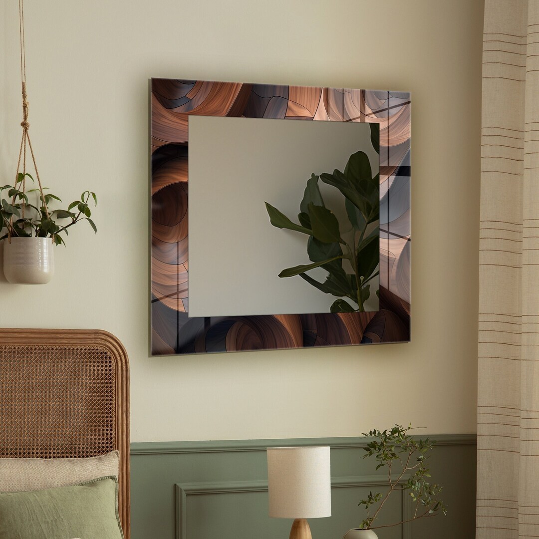 curvy-wood-theme-wall-mirror-decor-entryway-mirror-square-mirror-wall