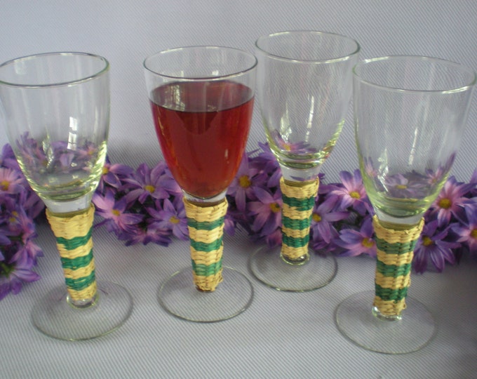 Boho Wine Glasses Patio Summer Decor Cottage Decor Wicker Etsy