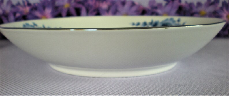 Eschenbach Blue and White China Danish Blue Platinum Trim Soup Bowls Salad Bowls Vintage Fine China