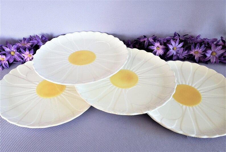 Vintage Daisy Plates and Cups Set For 4 by Shafford Embossed Etsy