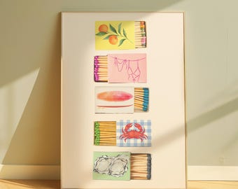 Coastal Matchbox Art Print: Beachy Wall Decor (Digital Download)