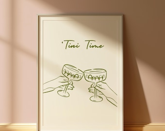 Green Martini Art Print: 'Tini Time Bar Cart Decor (Digital Download)