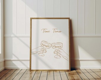 Beige Martini Art Print: 'Tini Time' Bar Decor (Digital Download)