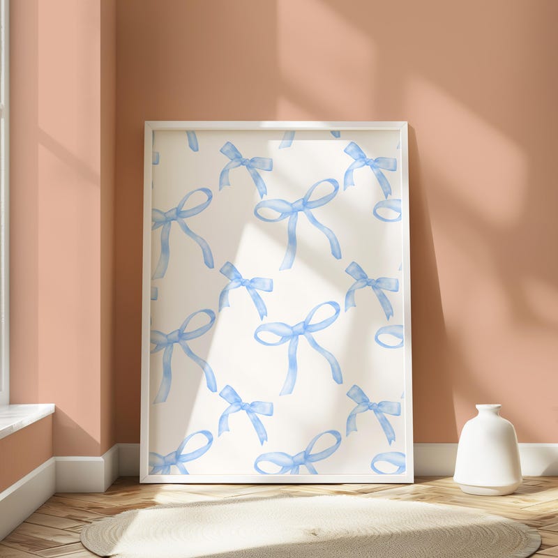 Blue Bow Wallpaper for Room Etsy