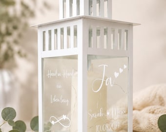 Wedding gift, lantern, personalized gift, candle holder, wedding money gift, table decoration, dimensions: 28x15x15cm