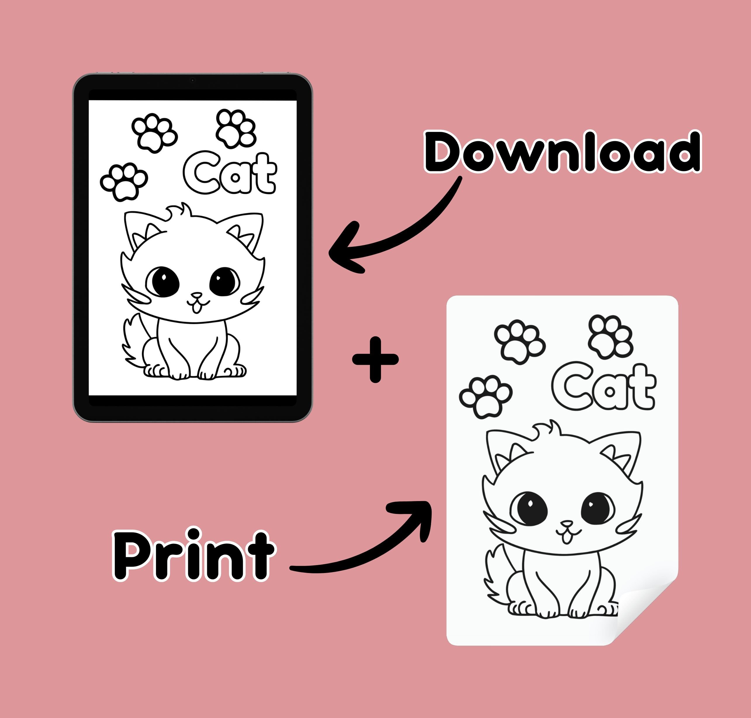 Cat Colouring Page for Kids | Downloadable | Digital Download ...