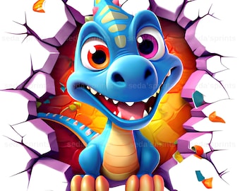 3D schattige dinosaurus png, sublimatieontwerp, kinderen png, babydinosaurus png, 3D-gaatje png, T-shirtontwerp, instant digitale download png, dtf, SVG