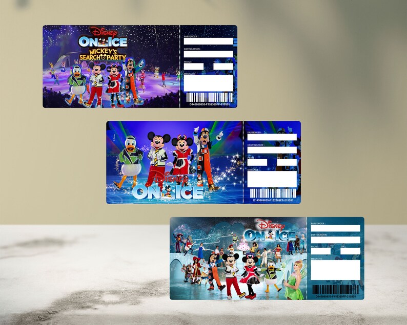 Printable DISNEY ON-ICE Show Surprise Trip Reveal Tickets. Editable ...
