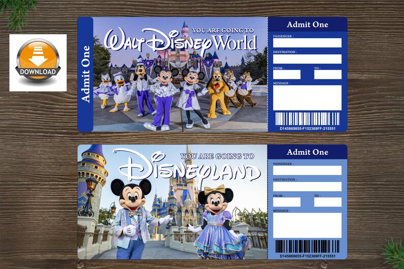 Printable Disneyland&amp; Disneyworld Surprise Ticket Template, , Surprise ...