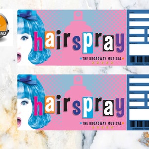 Printable HAIRSPRAY Broadway Surprise Ticket. Editable Musical Theatre ...