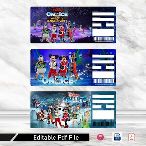 Printable DISNEY ON-ICE Show Surprise Trip Reveal Tickets. Editable ...