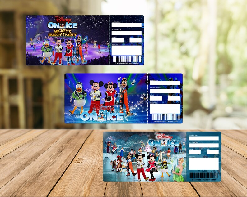 Printable DISNEY ON-ICE Show Surprise Trip Reveal Tickets. Editable ...