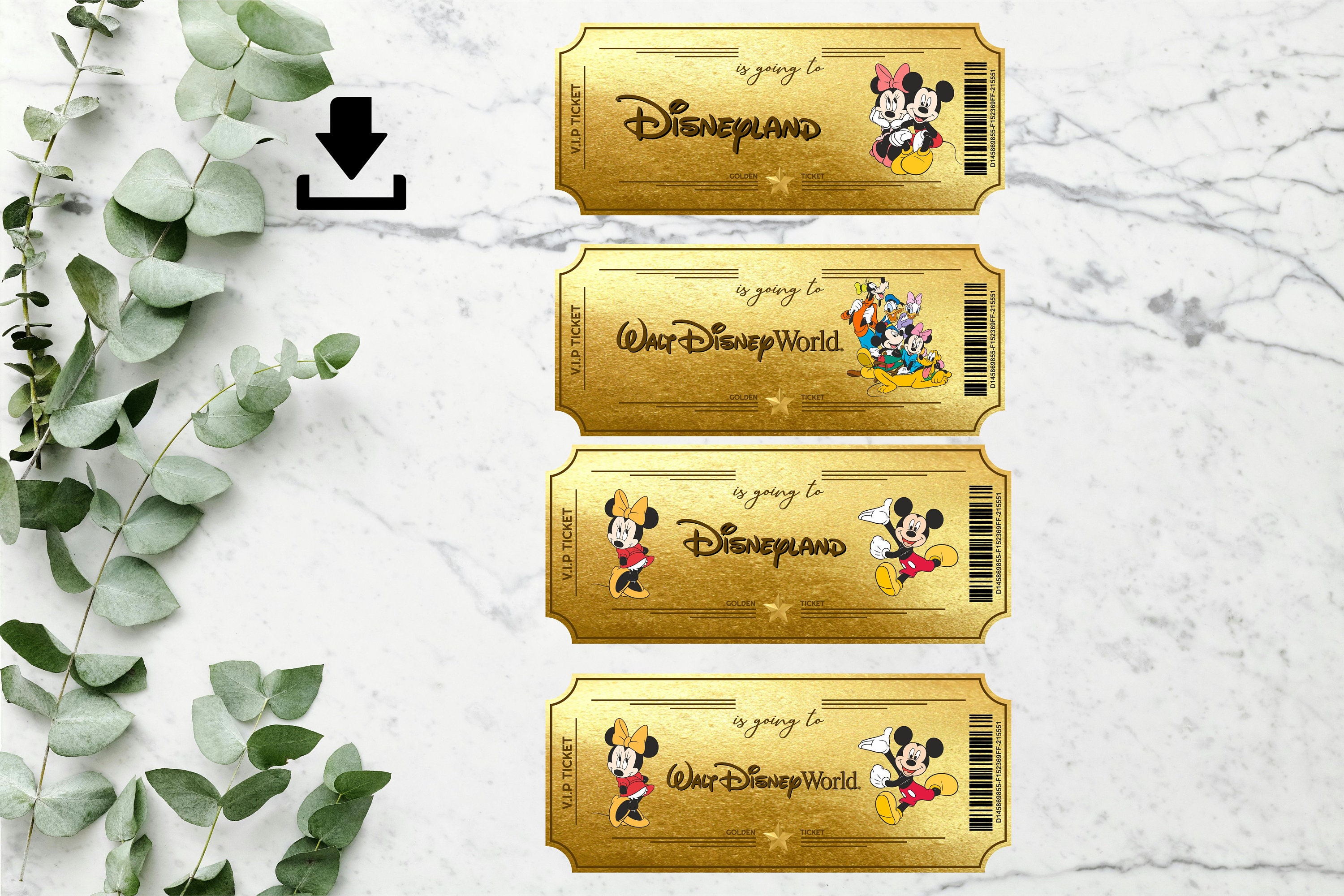 Printable Disneyland&disneyworld Golden Surprise Ticket. Editable