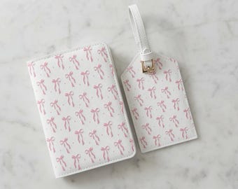 Passport Cover and Luggage Tag Bow Design Gift for Her Bridesmaid Gift Wedding Favors Honeymoon Ideas Birthday Gift Travel Idea