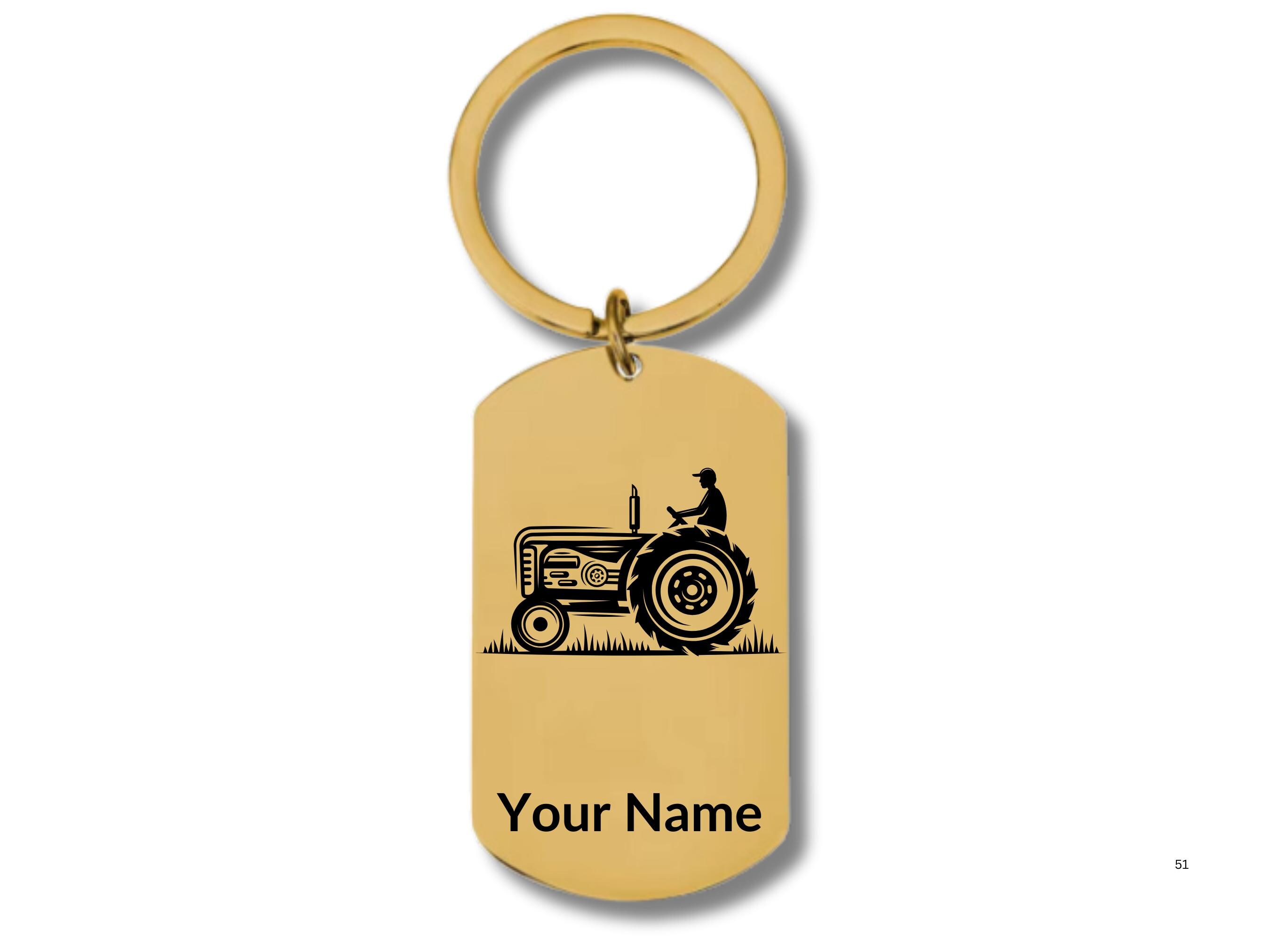 Farm Tractor, Stainless Steel Rectangular Keychain, Personalized ...