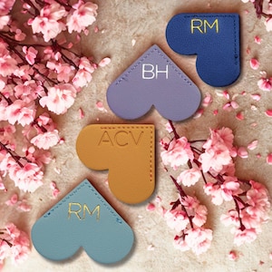 Personalized Bookmark Initials Leather Page Corner Book Marker Gifts for Readers Handmade Gift Book Accessory Custom Monogram Book Lovers