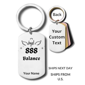 Angel Numbers 111 222 333 444 555 666 777 888 999, Stainless Steel Rectangular Keychain